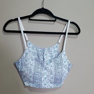 Floral Blue and White Women's Top Size Large